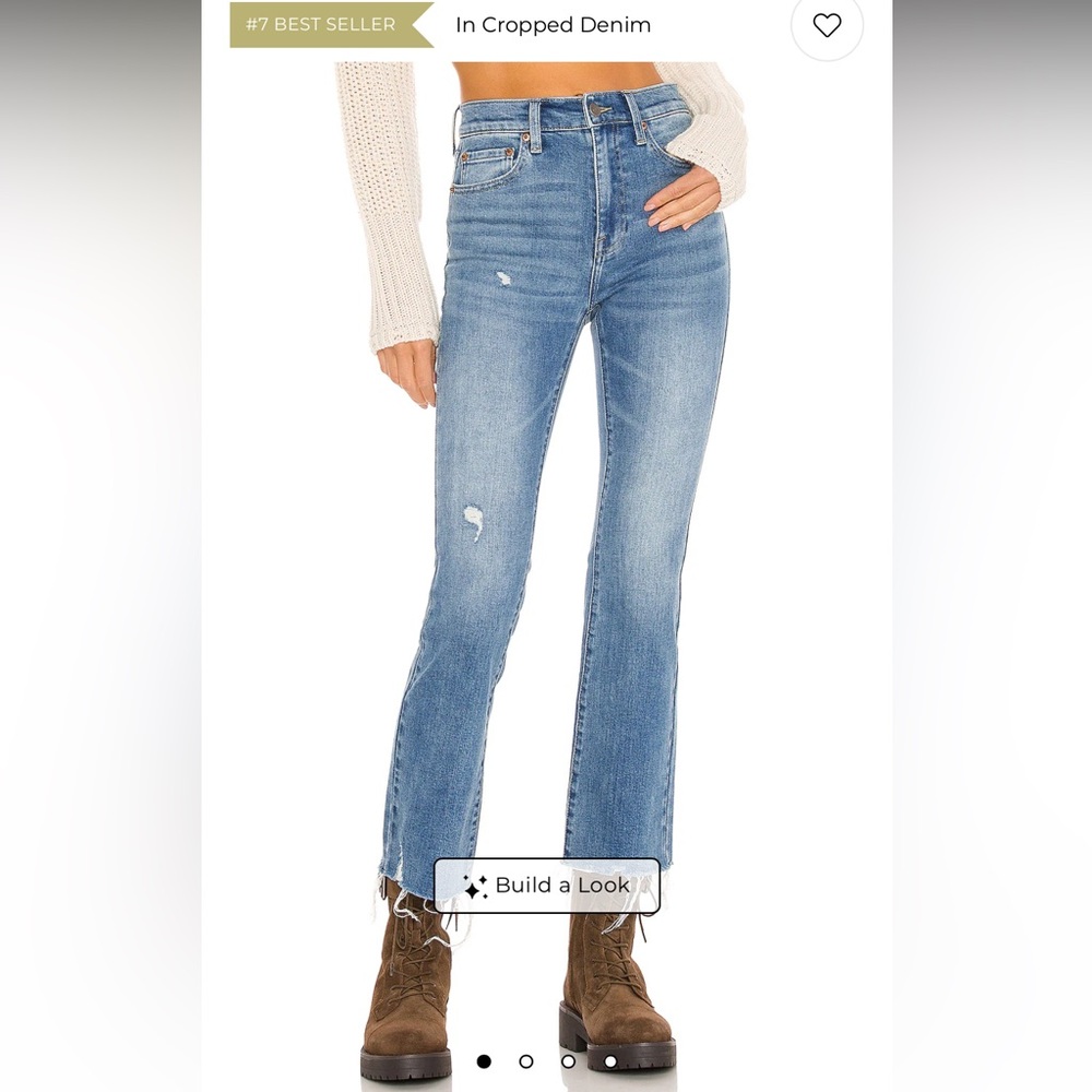 Pistola Light Wash Denim Lennon High Rise Cropped Bootcut Boot Raw Hem Jeans 26